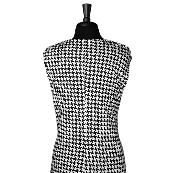 Ralph Lauren Women's Dress Black White Houndstooth Check Surplice V-Neck Midi 2X - Picture 8 of 9